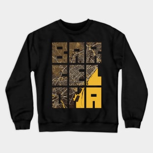 Barcelona, Spain City Map Typography - Pastel Crewneck Sweatshirt